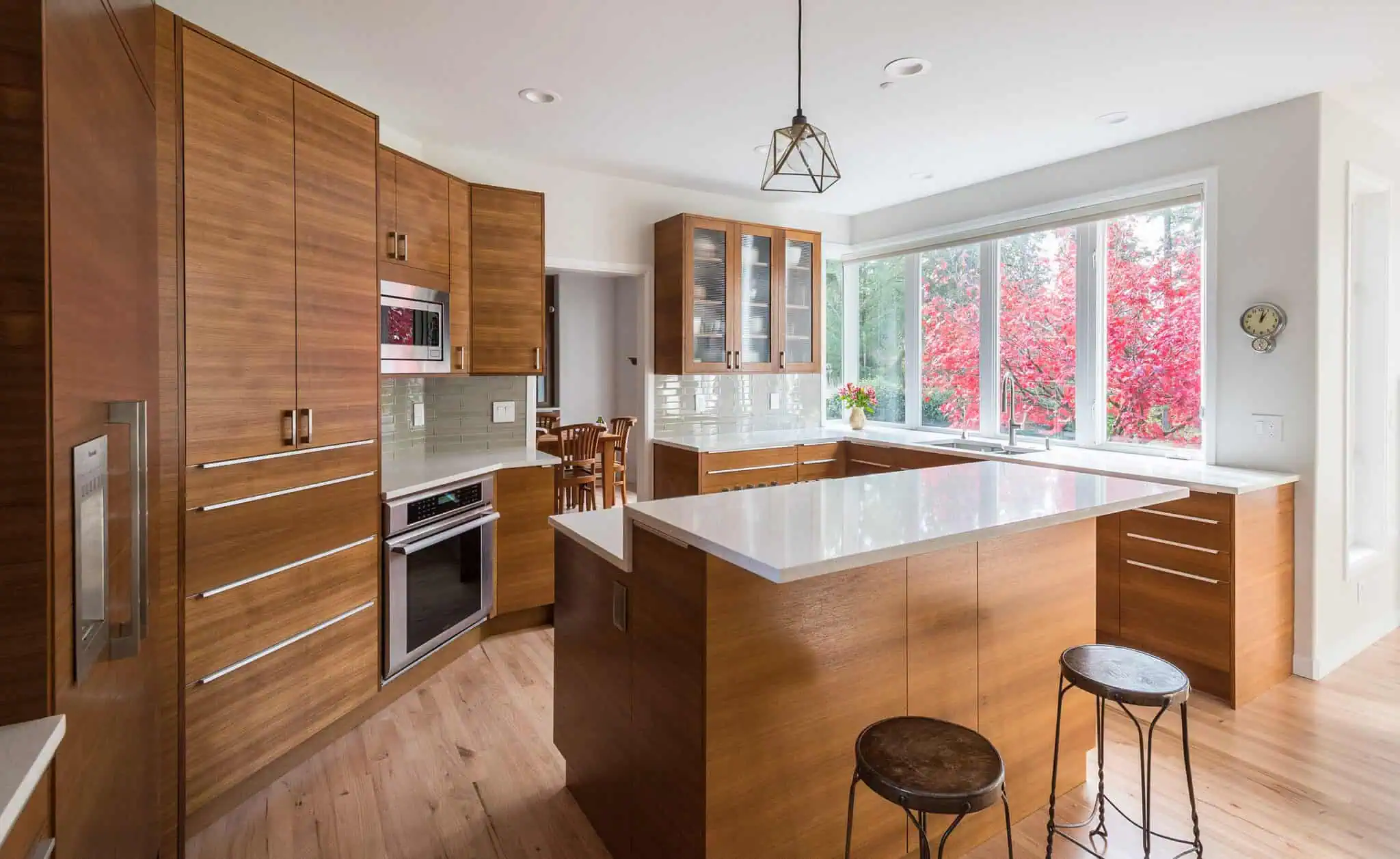 Sammamish kitchen remodel with custom rift-teak IKEA cabinet doors