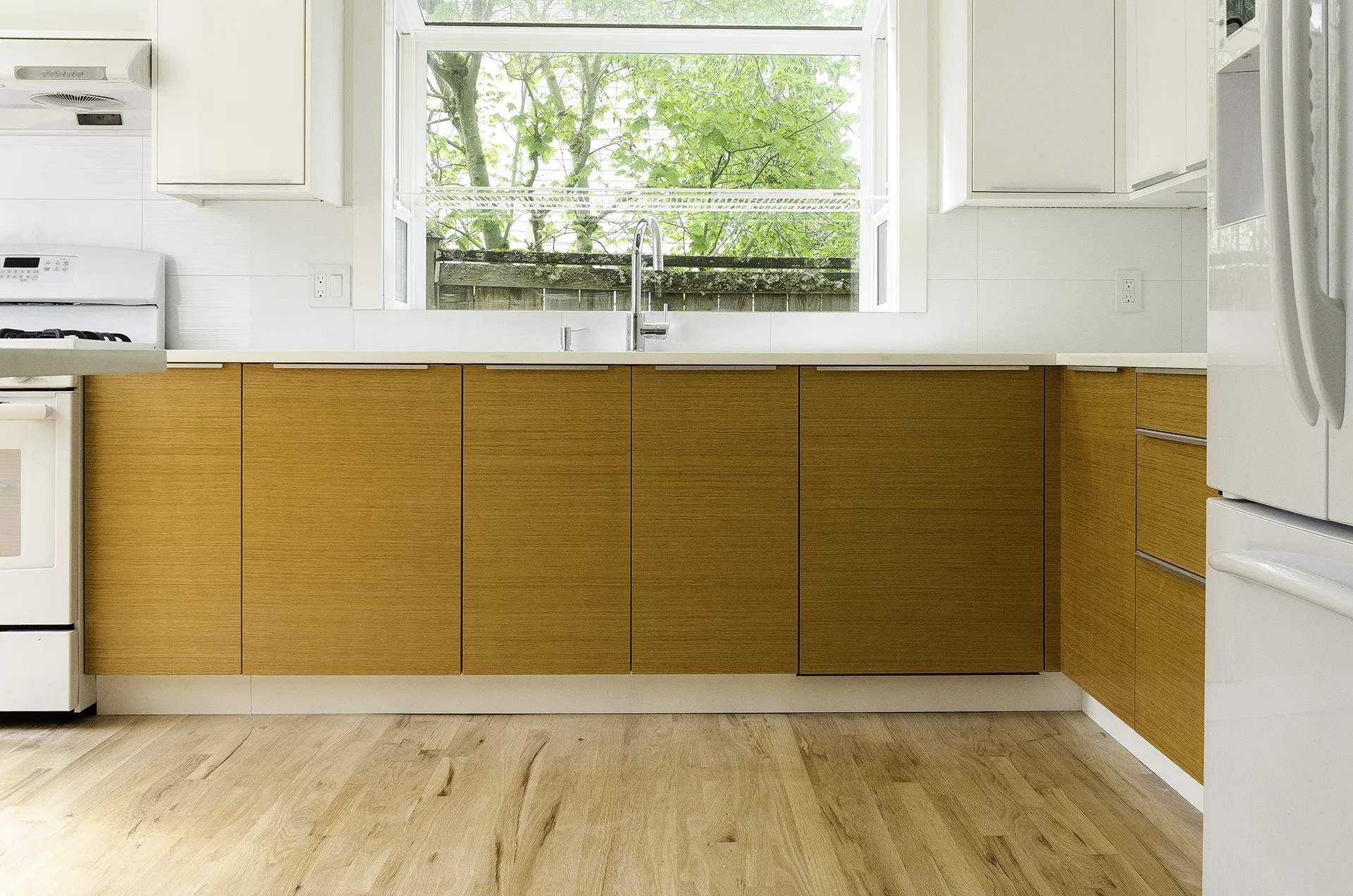 Issaquah kitchen remodel with custom fir doors on IKEA cabinets
